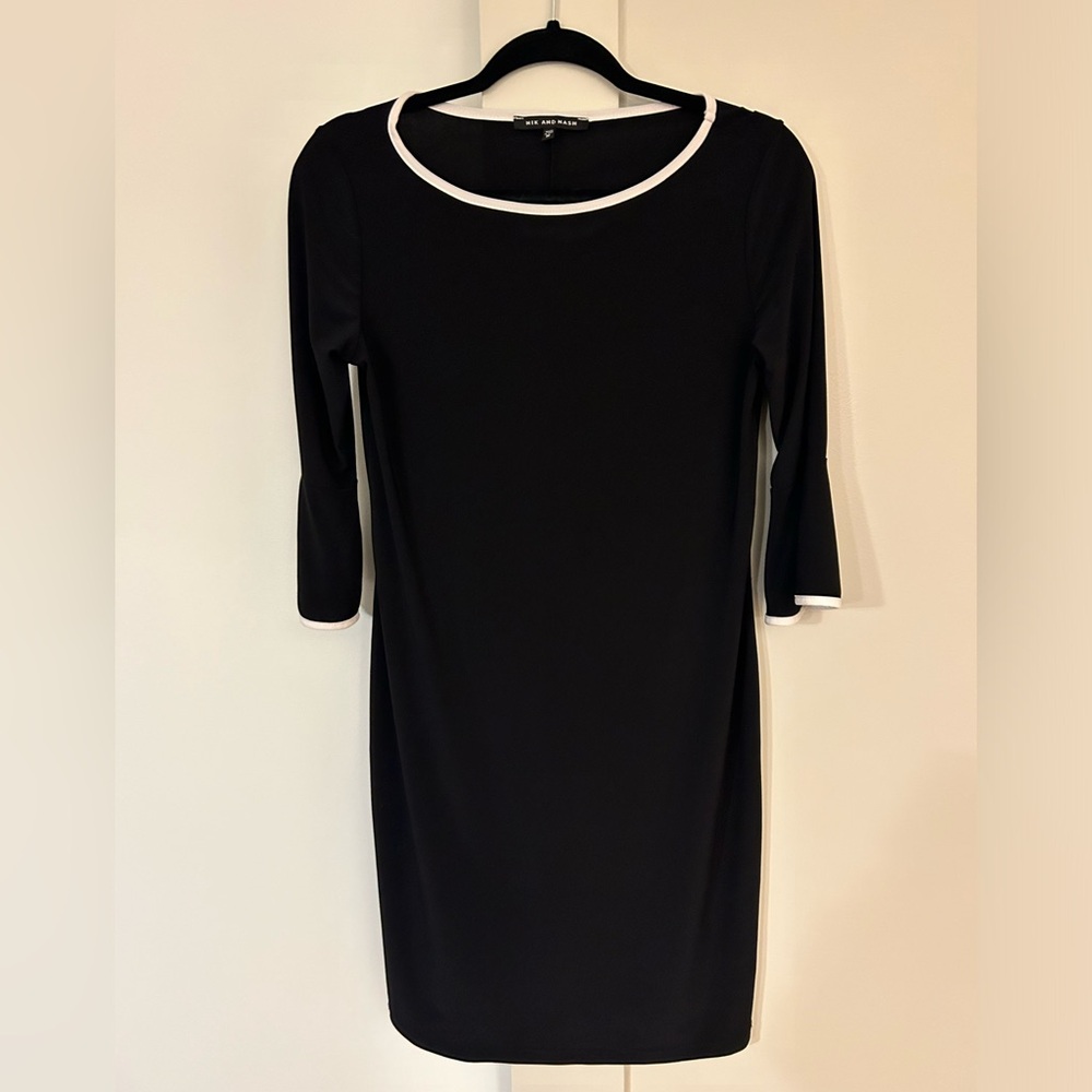 EUC, LBD, NIK AND NASH, Black dress with white trim, Size M